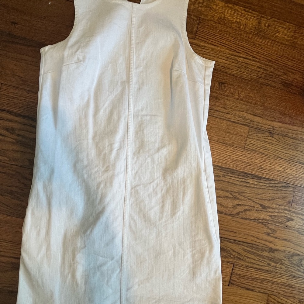 White Sleeveless Denim Dress
